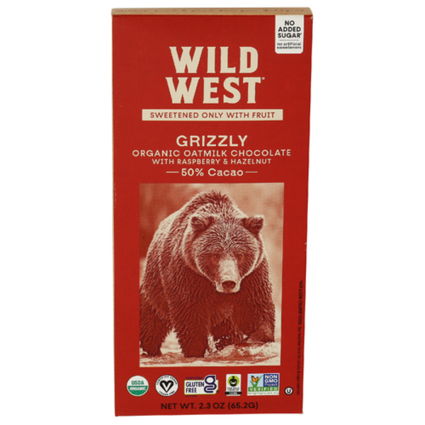 Wild West Chocolate Grizzly Organic Oatmilk Chocolate With Raspberry & Hazelnut 50% Cacao