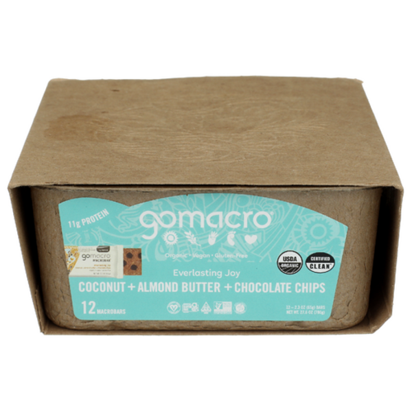 Gomacro Organic Coconut + Almond Butter + Chocolate Chips Bars 12 Pack