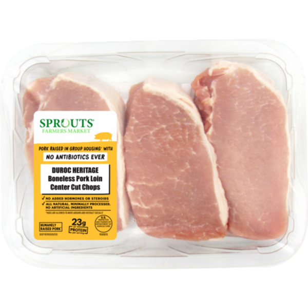 Sprouts Boneless Pork Loin Center Cut Chops No Antibiotics Ever