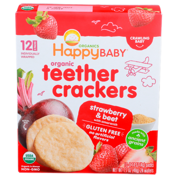 Happy Baby Organic Strawberry & Beet Teether Crackers 12 Pack