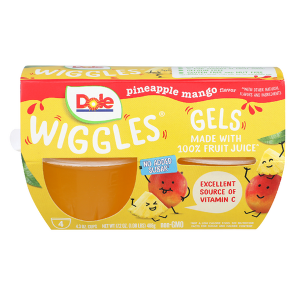 Dole Pineapple Mango Wiggles Fruit Juice Gels 4 Pack