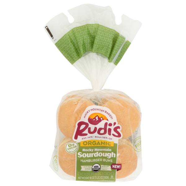 Rudi's Organic Rocky Mountain Sourdough Hamburger Buns 4 Pack