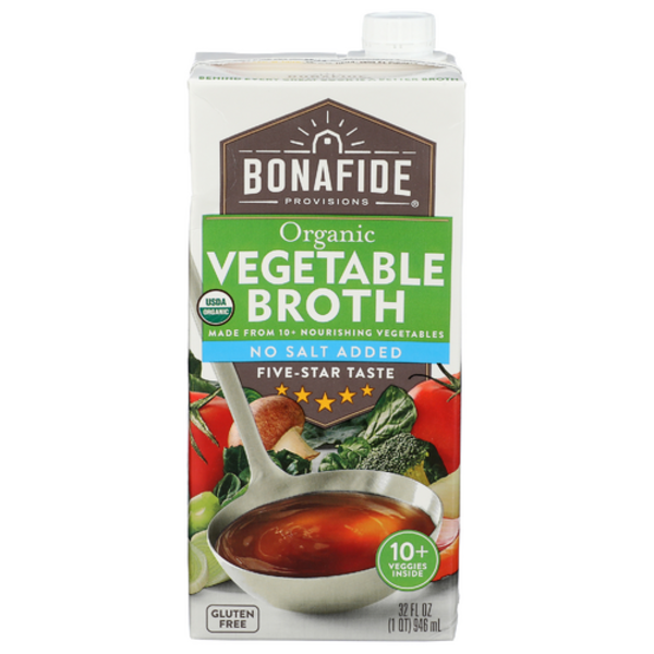 Bonafide Provisions Organic No Salt Added Vegetable Broth
