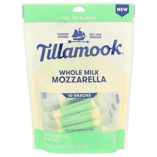 Tillamook Whole Milk Mozzarella Cheese Snack Portions 10 Pack