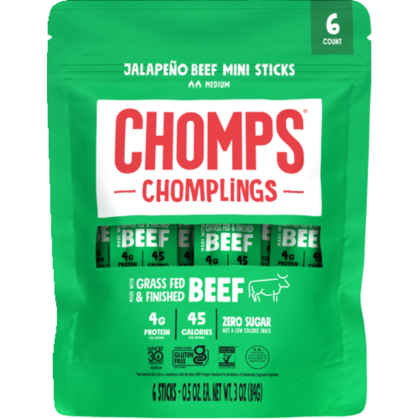 Chomps Jalapeno Chomplings Mini Beef Sticks 6 Count