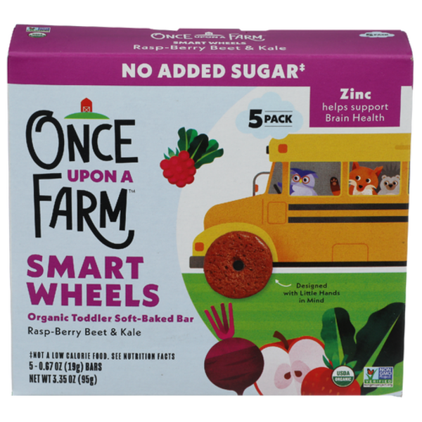 Once Upon A Farm Organic Rasp-Berry Beet & Kale Smart Wheels Toddler Soft Baked Bar 5 pack