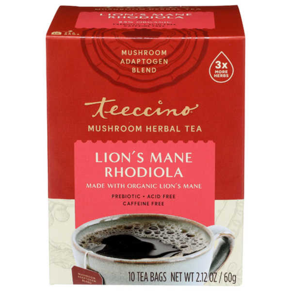 Teeccino Lion's Mane Rhodiola Mushroom Herbal Tea