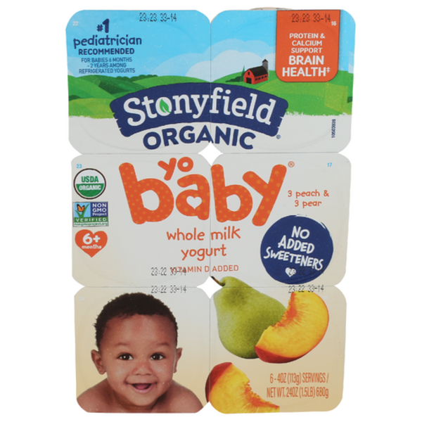 Stonyfield Organic Peach Pear Yobaby Yogurt 6 Pack