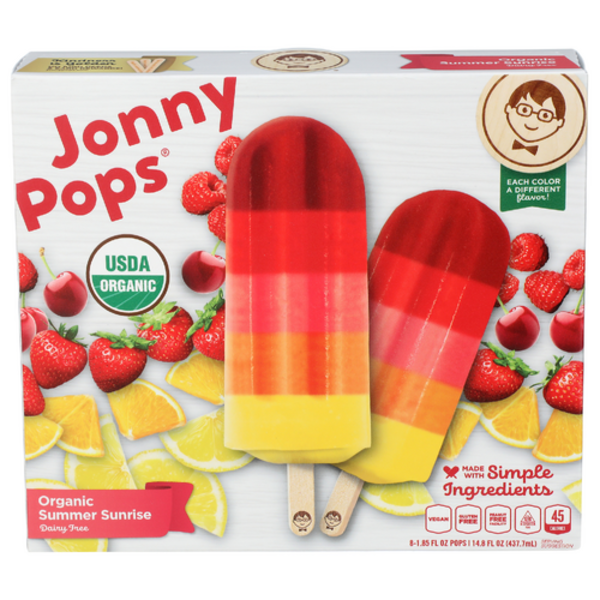 Jonny Pops Organic Summer Sunrise Frozen Bars 8 Pack