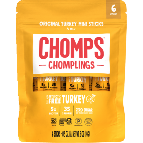 Chomps Original Mild Chomplings Mini Turkey Sticks 6 Count
