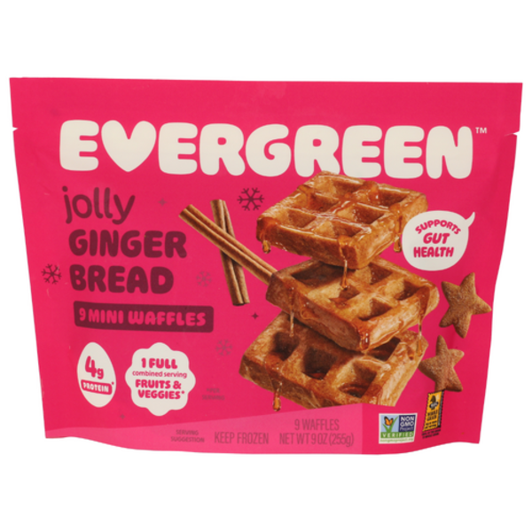 Evergreen Frozen Waffles Jolly Gingerbread Mini Waffles