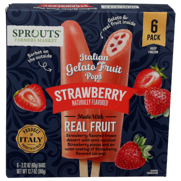 Sprouts Strawberry Italian Gelato Fruit Pops 6 Pack