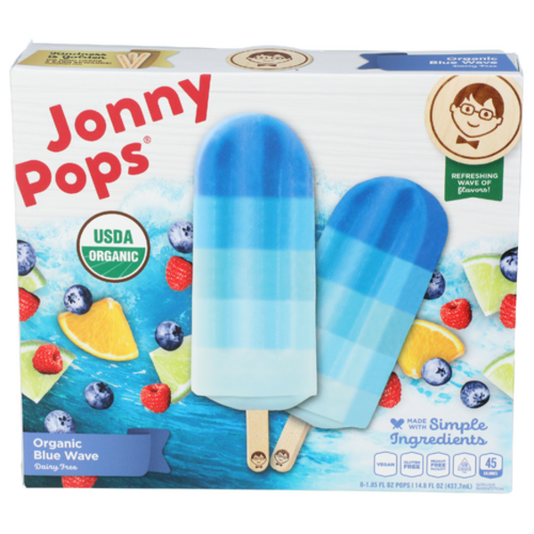 Jonny Pops Organic Blue Wave Frozen Bars 8 Pack