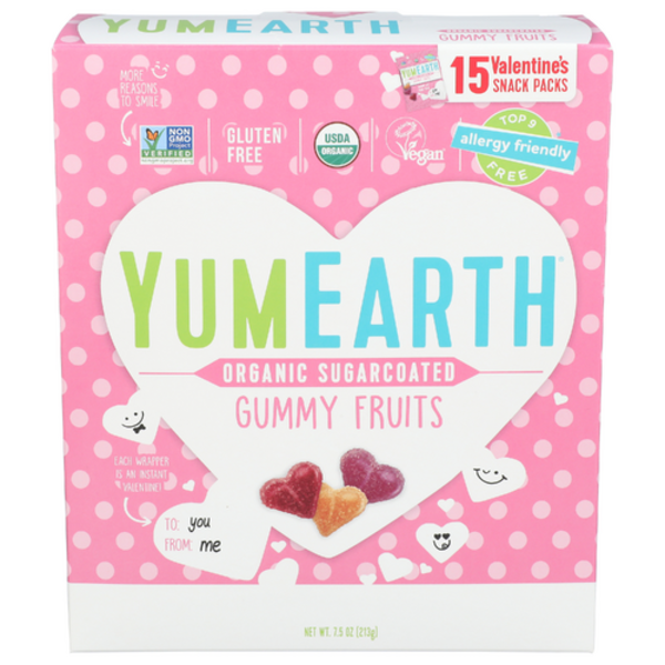 Yum Earth Organic Valentine Sugarcoated Gummy Fruits 15 Pack