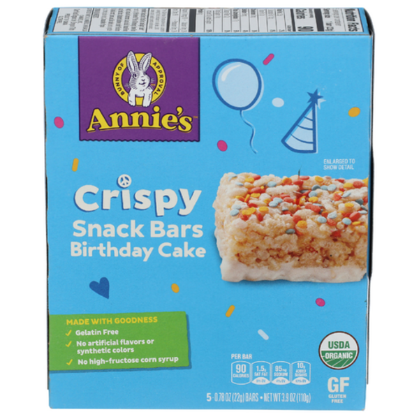 Annie's Homegrown Organic Birthday Cake Crispy Snack Bars, 5 Pack