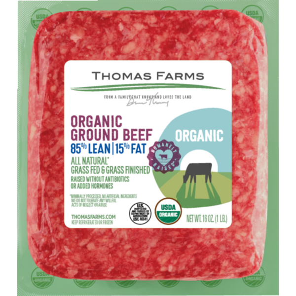 Thomas Farms Organic 85% Lean Grass Fed Ground Beef