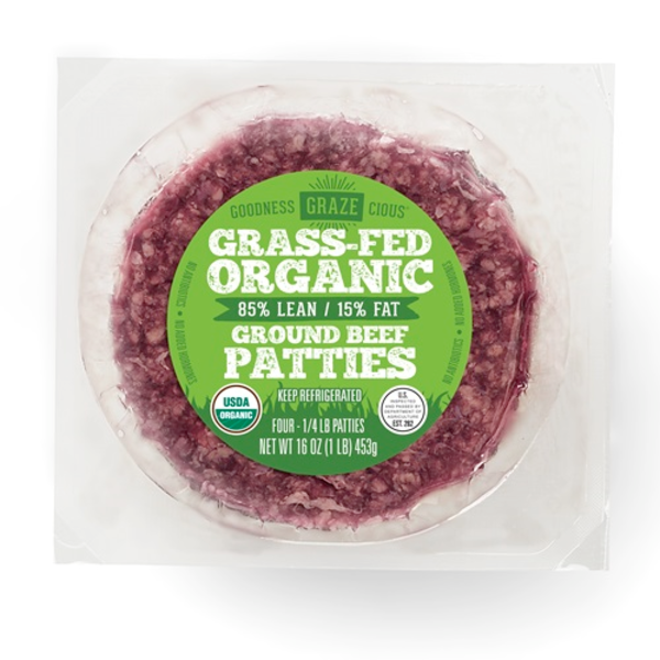 Goodness Grazecious Organic Grass-Fed 85% Lean Ground Beef Patties