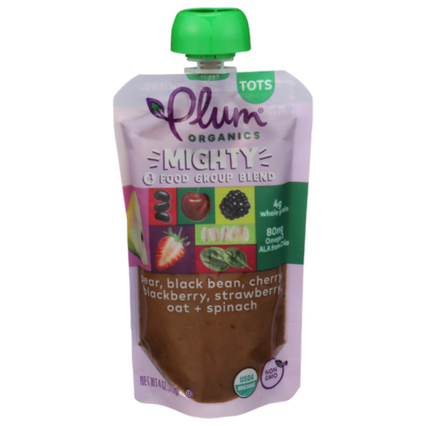 Plum Organics Tots Mighty 4 Cherry Strawberry Black Bean Spinach Oat Pouch