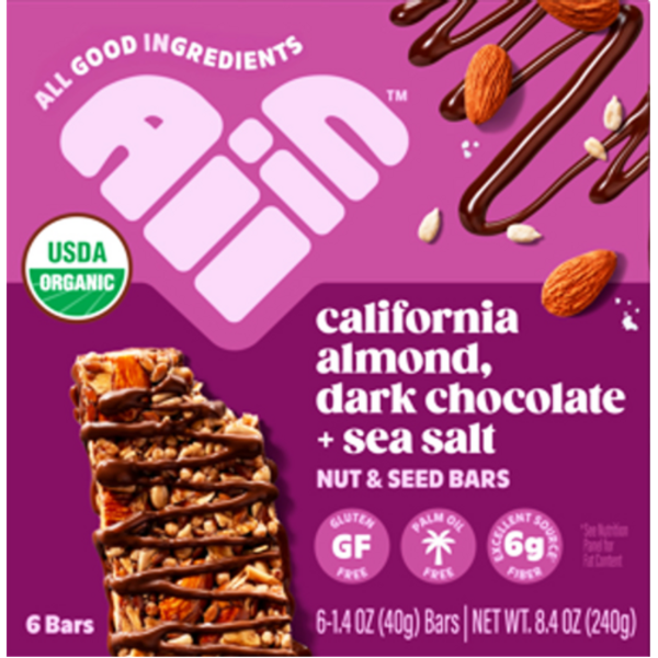 All In Organic California Almond, Dark Chocolate + Sea Salt Bars 6 Pack