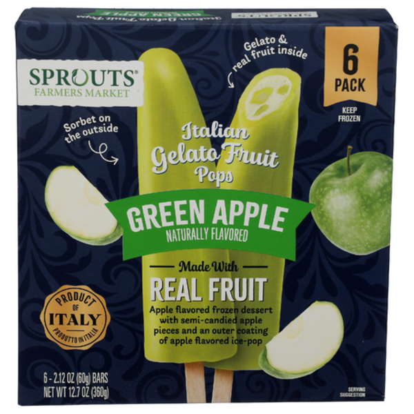 Sprouts Green Apple Italian Gelato Fruit Pops 6 Pack