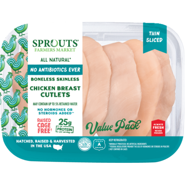 Sprouts Thin Sliced Chicken Breast No Antibiotics Ever Value Pack