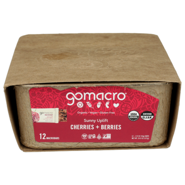 Gomacro Organic Cherries + Berries Bar 12 Pack Case