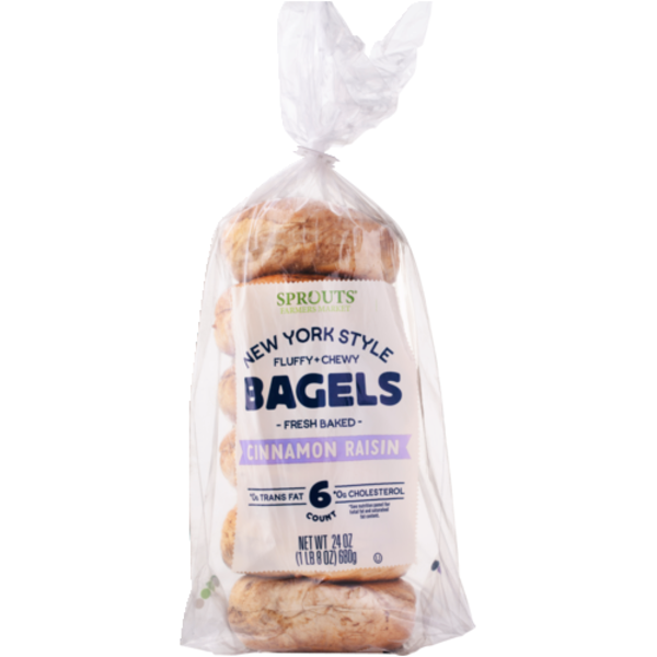 Sprouts Cinnamon Raisin New York Style Bagels 6 Count