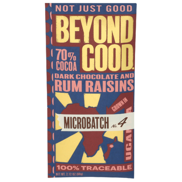 Beyond Good By Madecasse 70% Cocoa Rum Raisins Dark Chocolate Bar Microbatch No. 4