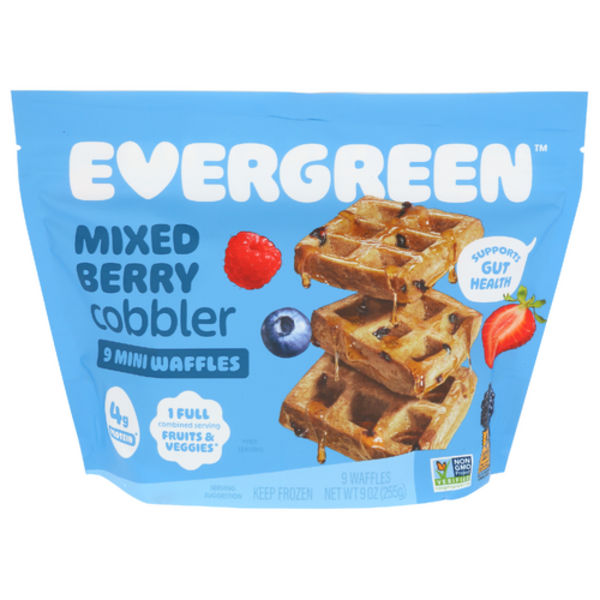 Evergreen Frozen Waffles Mixed Berry & Almond Mini Waffles 9 Pack