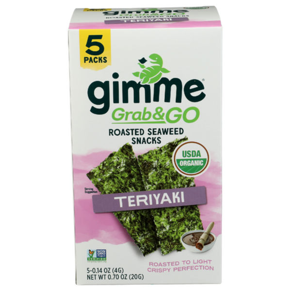 Gimme Health Foods Organic Teriyaki Grab & Go Roasted Seaweed Snacks 5 Pack