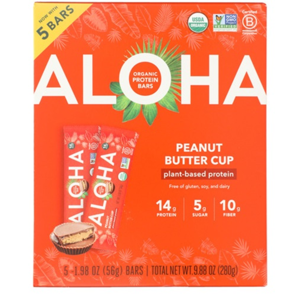 Aloha Organic Plant-Based Protein Peanut Butter Cup Bars 5 Pack