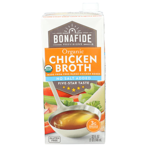Bonafide Provisions Organic No Salt Added Chicken Broth