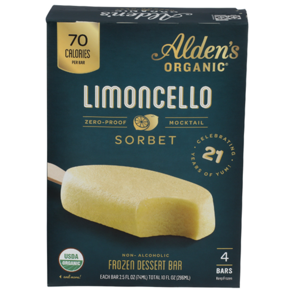 Alden's Organic Organic Limoncello Sorbet Dessert Bars 4 Pack
