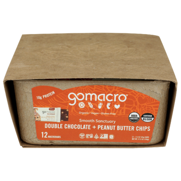 Gomacro Organic Macrobar Smooth Sanctuary Double Chocolate Peanut Butter Chip 12 Pack