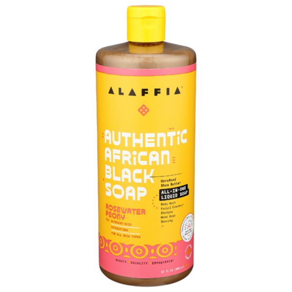 Alaffia Rosewater Peony Authentic African Black Soap