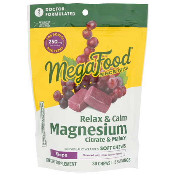 Megafood Relax + Calm Magnesium Grape Flavored Soft Chews