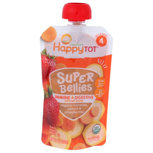 Happy Tot Organic Stage 4 Super Bellies Baas Carrots & Strawberries Pouch