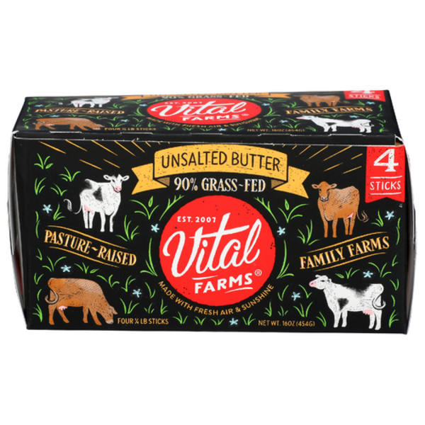 Vital Farms Pasture-Raised Grass-Fed Unsalted Butter 4 Sticks