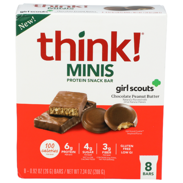 Think Chocolate Peanut Butter Girl Scouts Mini High Protein Bars 8 Pack